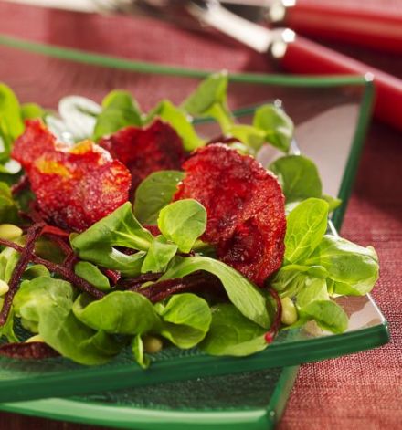 Lamb's Lettuce Salad with Red Beet Chips