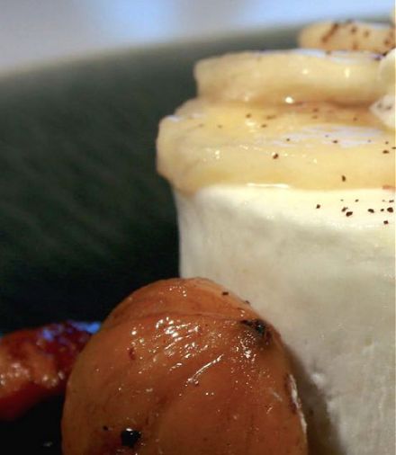 Coconut-Banana Blanc Manger with Roasted Chestnuts