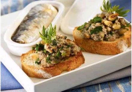 Sardine Toasts with Parsley and Toasted Pine Nuts