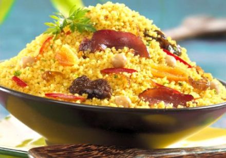 Tropical Couscous with Dried Fruits and Duck Breast