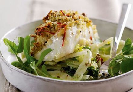 Wild Alaska cod loins with pistachio and lime crust