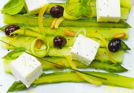 Asparagus, Olives and Lemon with Carré Frais 0% and Herbs