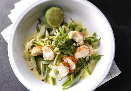 Warm Green Bean, Fennel and Lobster Salad with Hollandaise