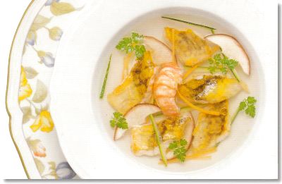 Turbot soup with langoustine