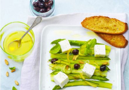 Asparagus, Olives and Lemon with Carré Frais 0% and Herbs 1